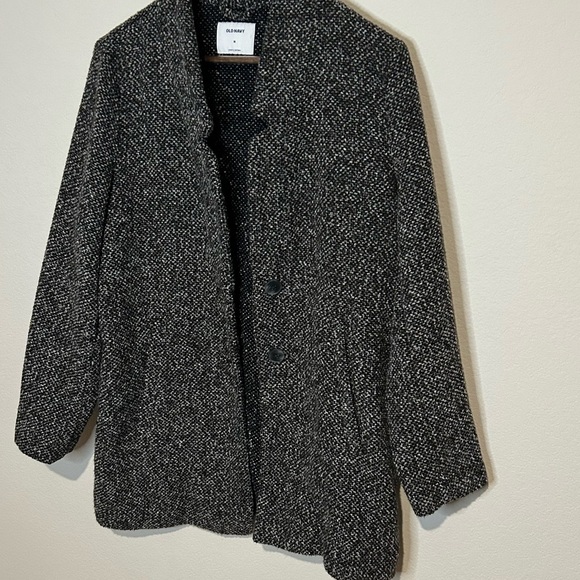 Old Navy Relaxed Textured Charcoal Gray Button-Front Coat - Size Medium - Picture 3 of 6